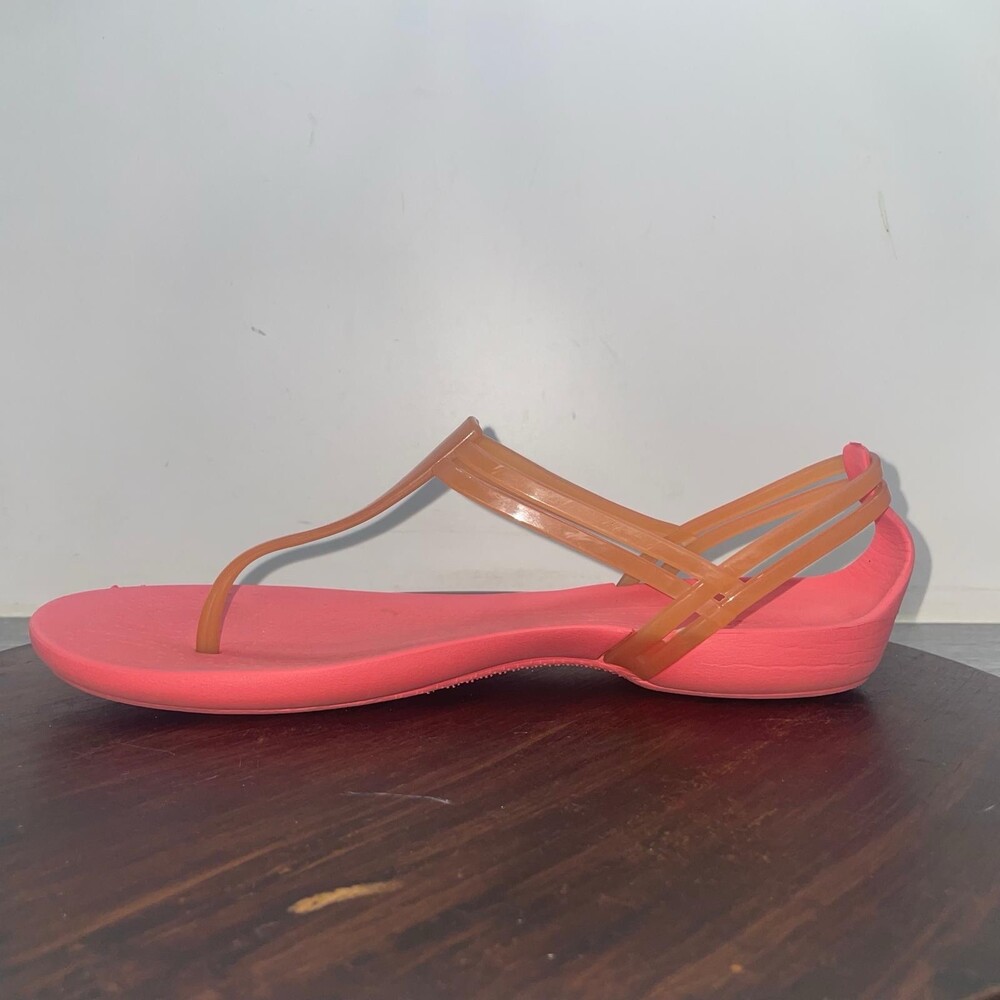 CROCS Sandal Womens Size 7 Isabella T-Strap Thong Iconic Comfort Jelly Pink - Picture 2 of 9